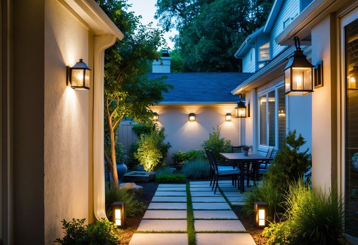 outdoor lighting installation for walkway